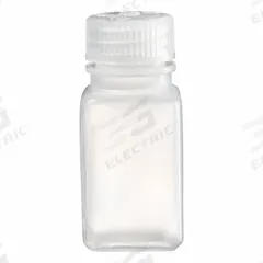 NALGENE Laboratory Bottle: 60 mL, 2 fl oz, PPCO, Natural, 28 mm Screw Closure Size, Square, Unlined (MPN 2110-0002). Key specifications — Body Color: Natural; Brand: NALGENE; Closure Included: Yes; Graduated: No; Closure Attached: Attached.