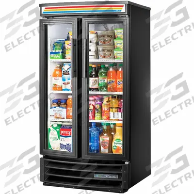 TRUE REFRIGERATION Refrigerated Merchandiser: 58 in x 30 3/8 in x 29 1/4 in, Black, Swing - Glass Door Refrigerator Merchandisers