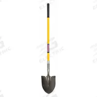 WESTWARD Round Point Shovel: Steel Blade, 14 ga, Straight Handle Type, Fiberglass Handle (MPN 3YU82). Key specifications — Blade Color: Gray; Handle Color: Yellow; Blade Material: Steel.