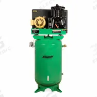 SPEEDAIRE Electric Air Compressor: 7.5 hp, 2 Stage, Vertical, 80 gal, 23.5 cfm, 175 psi, Base Model (MPN 879DL7). Key specifications — attr48430: SPEEDAIRE; attr48445: 60 Hz; attr48448: Tank Shut-Off Valve; attr48450: 208-240V AC; attr48474: Three; attr48487: Vertical.