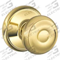 SCHLAGE Door Lockset: Passage Knob Locksets, Brass (MPN F10 GEO 505). Key specifications — Lockset Style: Georgian.