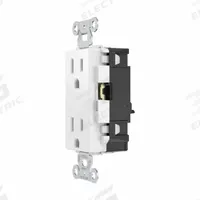 HUBBELL Receptacle: Decorator Duplex, 5-15, White, 125V AC, 15 A, 2 Pole / 3 Wire (MPN DR15STWTR)