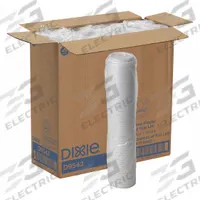 DIXIE Disposable Hot Cup Lid: For 10 oz_12 oz_16 oz_20 oz Cup Capacity, Dome, White, 1,000 PK (MPN D9542). Key specifications — For Use With: Hot Cup; Material: Plastic; Brand: DIXIE; Compatible Cup Type: Hot Cup; FSC Certified: No; Reclosable: No; Recyclable: No; USDA Certified Bio-based Products: No.
