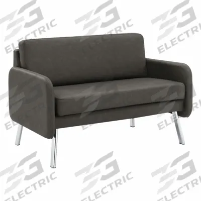 OFFICE STAR PRODUCTS Sofa: Gray, Silver, Faux Leather, Metal, 42 1/2 in Seat Wd - Loveseats