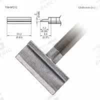 HAKKO Soldering Tip: T39 Series, Spatula, 21.2 mm W, 9.5 mm Lg (MPN T39-SP212). Key specifications — Brand: HAKKO; Compatible Handpiece Manufacturer Model Number: FX-9702; Manufacturer Part Number: T39-SP212.