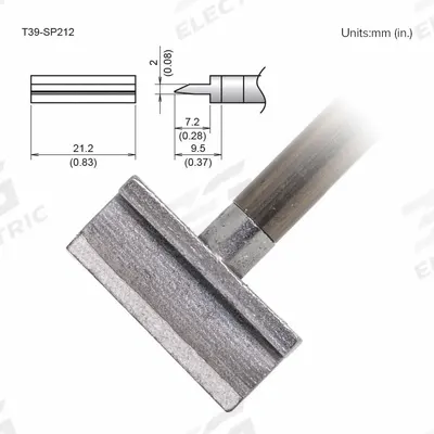 HAKKO Soldering Tip: T39 Series, Spatula, 21.2 mm W - T39 Series Soldering Tips