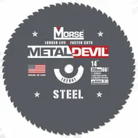 MORSE Circular Saw Blade: 14 in Blade Dia., 66 Teeth, 0.09 in Cut Wd, 1 in Arbor Size, Carbide (MPN 102841-WWG). Key specifications — attr1116119: MORSE; attr1145631: Steel.