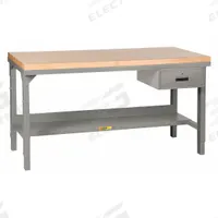 LITTLE GIANT Workbench: Adj Ht, Butcher Block, 60 in x 30 in, 3,000 lb Overall Load Capacity, Gray (MPN WSJ2-3060-AH-DR). Key specifications — Included Components: Drawer; Brand: LITTLE GIANT.