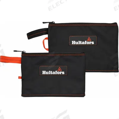 HULTAFORS TOOLS Tool Bag: 16 3/16 in W x 1/2 in D x 13 3/16 in H, Black, Ballistic Polyester - Polyester Flat Zippered Tool Bag Sets