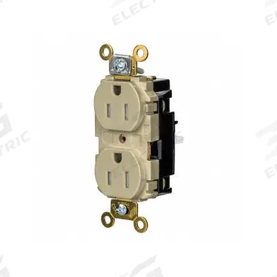 HUBBELL Receptacle: Duplex, 5-15, Ivory, 125V AC, 15 A, 2 Pole / 3 Wire (MPN HBL5262STITR) - General Purpose Receptacles