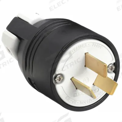 BRYANT Straight Blade Plug: 10-50P, 125/250V AC, 50 A, 3 Pole, 3 Blade, Black (MPN 7513NP) - General Purpose Plugs