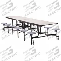 NATIONAL PUBLIC SEATING Cafeteria Stool Table: Gray Nebula, Stool Seat, 29 in Overall Ht, Rectangle (MPN MTS12-MDPEPC-GY-02). Key specifications — Tabletop Structural Material: MDF; Tabletop Surface Material: Laminate.