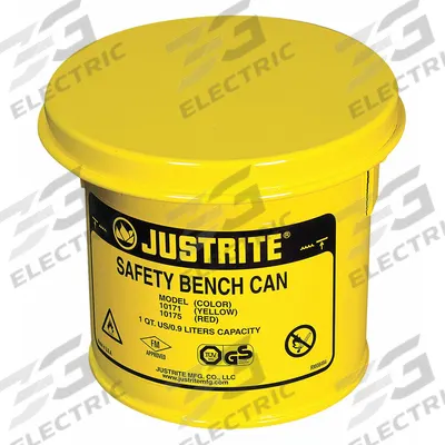 JUSTRITE Bench Can: 1/4 gal Capacity, Powder Coated Steel - Bench Cans