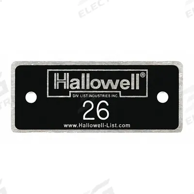 HALLOWELL Numbers 26 to 50: 2 3/8 in x 1 in, 25 Plates, 26 to 50, Aluminum - Number Plates