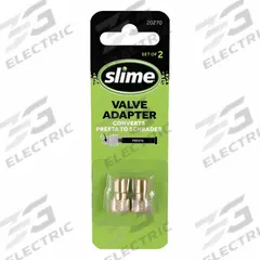 SLIME Valve Adapter: Valve Adapter, Clamp-In, 0° Valve Stem Angle, Straight, Std Bore Valve Size (MPN 20270). Key specifications — Valve Type: Clamp-In; Thread Size: 5V2 (Presta) / 0.305-32 (Schrader); Valve Shape: Straight; Color: Gold; Product Type: Valve Adapter; Compatible Vehicle Type: Bike; Material: Metal; Brand: SLIME.