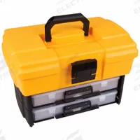 FLAMBEAU Small Parts Storage System: 18 in x 18 1/2 in x 11 3/4 in, Yellow, Mechanical, 0 Drawers (MPN 6730HB). Key specifications — ESD Conductive: Not Electrostatic Discharge Conductive; Color: Yellow; Compartment WxD: 18 x 11 x 3.5 in; Brand: FLAMBEAU; Material: Plastic.
