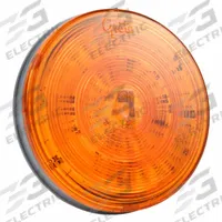GROTE Stop/Turn/Tail Light: LED, Turn Signal Light, Amber, Round, 4 5/16 in Overall Dia, Female Pin (MPN G4003). Key specifications — Standards: FMVSS 108; Electrical Connection: Female Pin; Brand: GROTE; Installation Type: Permanent; Lens Color: Amber; Mount Type: Grommet; Lighting Technology: LED; Light Type: Turn Signal Light.