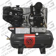 CHICAGO PNEUMATIC Stationary Air Compressor: 2 Stage, 14 hp Engine, Kohler, 23 cfm, 30 gal Air Tank (MPN RCPC1430G). Key specifications — attr50933: Kohler; attr86530: Recoil; attr50934: CHICAGO PNEUMATIC.