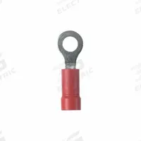 PANDUIT StrongHold(TM) EV18-6RB-Q Ring Terminal: Red, Vinyl Insulation, #6 Stud Size, 600 V. Key specifications — attr1308027: PANDUIT; attr1356513: EV18; attr1356587: Funnel Entry.
