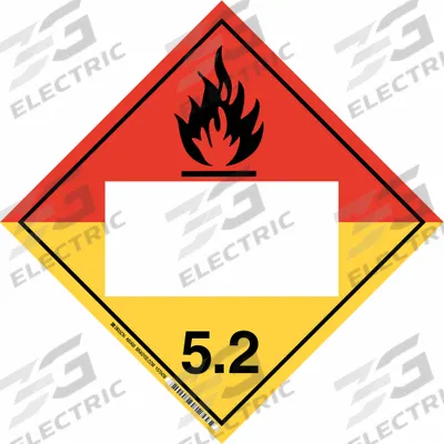 BRADY Container Placard: 5.2, 10 3/4 in x 10 3/4 in, 10 3/4 in Label Ht - Class 5: Oxidizing Agents & Organic Peroxides