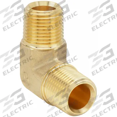 PARKER Metal Pipe Elbow: 90° Elbow, Brass, 3/8 in x 3/8 in - Threaded Extreme-Pressure Hydraulic Pipe Fittings