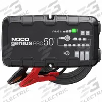 NOCO Battery Charger: Charging, Auto, For AGM/CA/EFB/Gel/Lead Acid/Lithium/MF/Wet Cell (MPN GENIUSPRO50). Key specifications — Automatic/Manual: Automatic; Charging Current @ Voltage: 25 A @ 12V; Charge Type: Smart; Maintaining Current @ Voltage: 25 A @ 24V; Charger Function: Charging; For Use With Battery Type: Lithium; Brand: NOCO.