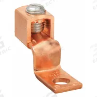 BURNDY Wire Connector: 8 AWG – 2 AWG Wire Sizes, 1/4 in Stud Size, Unplated Copper Lug Body (MPN KLU70). Key specifications — attr1294325: BURNDY; attr1358749: Copper; attr1358750: 2 AWG; attr1358751: 8 AWG; attr1358777: Unplated Copper.
