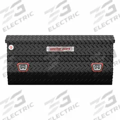 WEATHER GUARD Utility Chest Truck Box: Utility Chest Truck Box, Aluminum, 20 in Overall Dp, Keyed (MPN 614-5-04). Key specifications — Brand: WEATHER GUARD; Color: Gloss Black; Latch Type: Push Button.