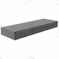 DURHAM MFG Drawer Bin Cabinet: 33 3/4 in x 12 1/4 in x 4 in, 6 Drawers, Stackable, Steel, Gray (MPN 002-95). Key specifications — Cabinet Material: Steel; Includes Dividers: Yes; Cabinet Finish: Powder Coated; Drawer Color: Gray; Cabinet Style: Drawer; Assembled: Assembled; Drawer Inside WxDxH: (6) 5-15/32 in x 11-1/4 in x 3-3/16 in; Cabinet Color: Gray.