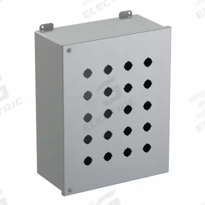 HAMMOND Push Button Enclosure: 22mm, 20 Holes, Carbon Steel - Enclosures for 22mm Operators