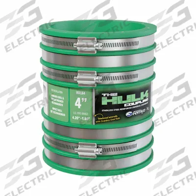 FERNCO Flexible Coupling Straight: PVC, For 4 in Pipe, 8 in Overall Lg - Reinforced Shielded Flexible Transition Couplings