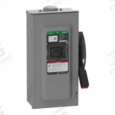 SCHNEIDER Safety Switch: Fusible, 100 A, Three Phase, 600V AC/DC, Galvanized Steel - Fusible Safety Switches