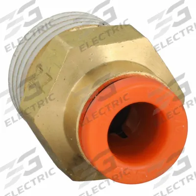 SMC Push-Fit Adapter Fitting: 3/16 in OD x 1/8 in Pipe Size, Push-to-Connect x MNPT - Polybutylene & Brass Tube Fittings