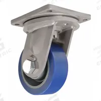HAMILTON Plate Caster: Swivel, Face Brake, Steel, 8 in Wheel Dia, 3 in Wheel Wd, 11 in Mounting Ht (MPN S-MD-83SYT-4SL-HCB). Key specifications — Wheel Bearing Type: Roller; Wheel/Tread Color: Blue; Brand: HAMILTON; Caster Type: Swivel with Brake.