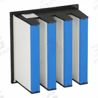GRAINGER V-Bank Air Filter: 24 in x 24 in x 12 in, Fiberglass, Single Header, 4 Vs, MERV 15 (MPN 11Z806). Key specifications — attr1286015: GRAINGER; attr1286018: Plastic; attr1286019: Fiberglass; attr1286016: Cooking Oil.