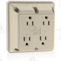 LEVITON Receptacle: Quad, 5-15, Ivory, 125V AC, 15 A, 2 Pole / 3 Wire (MPN 1254-I)