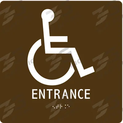 ADA Braille Facility Sign: Modified Acrylic, Adhesive Sign Mounting - Square Wheelchair Entrance Signs