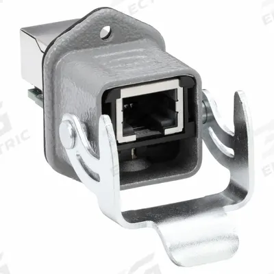 HARTING Han 3A RJ45 Panel Feed-Through: RJ45, Cat5, Data, 8 Poles, Straight, Panel-Mount - Device-Side RJ45 Connectors & Couplers
