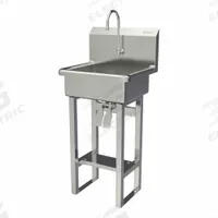 SANI-LAV Wash Station: 43 1/2 in Overall Ht, 17 in Bowl Lg, 7 in Bowl Dp, 2 gpm Flow Rate, 16 ga (MPN 725FK2). Key specifications — Includes Side Splash: Side Splash Not Included; Brand: SANI-LAV.