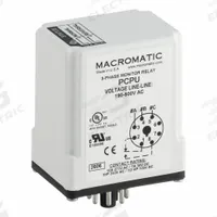 MACROMATIC Phase Monitor Relay: Socket Mounted, 10 A Current Rating, 190 to 500V AC, Phase Reversal (MPN PCPU). Key specifications — Monitored Parameters: Phase Reversal; Manufacturer Part Number: PCPU; Brand: MACROMATIC.