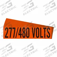 BRADY Conduit & Voltage Signs & Labels: 9 in Label Wd, 2 1/4 in Label Ht, 277/480 Volts, 25 PK (MPN 152324). Key specifications — Legend: 277/480 Volts; Brand: BRADY; Label Style: A.