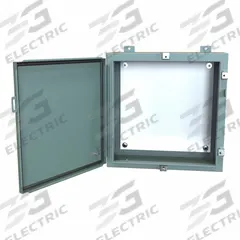 HAMMOND Electrical Enclosure: Steel, 20 in x 20 in x 8 in, NEMA 12/13/3R/4, w/Panel, Solid Cover (MPN 1418N4D8). Key specifications — Closure Method: Clamps; Brand: HAMMOND; Knockouts: Not Included.