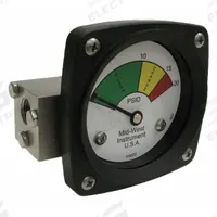 MIDWEST INSTRUMENT 3-Color Differential Pressure Indicator: 1,000 psig Max. Static Pressure, 522 (MPN 522S-020). Key specifications — Brand: MIDWEST INSTRUMENT; Accuracy: ±5% of Full Scale; Sensor Material: Buna-N; Housing Material: Stainless Steel; Transition Points: 0 psid to 10 psid (Green) / 10 psid to 15 psid (Yellow) / 15 psid to 20 psid (Red).