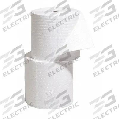 PIG Sorbent Roll: 150 ft Lg, 15 in Wd, Polypropylene, White, 150 ft Roll Lg - Sorbent Rolls