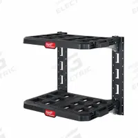 MILWAUKEE PACKOUT Racking System: 21 1/2 in W x 17 5/8 in D x 20 in H x 21 in L, Metal/Polymer (MPN 48-22-8480). Key specifications — attr1120120: Reinforced Frame; attr1122761: E-Track Rails; attr1122763: Short Bed Trucks; attr1120130: MILWAUKEE; attr1120217: Metal; attr1120218: Black.