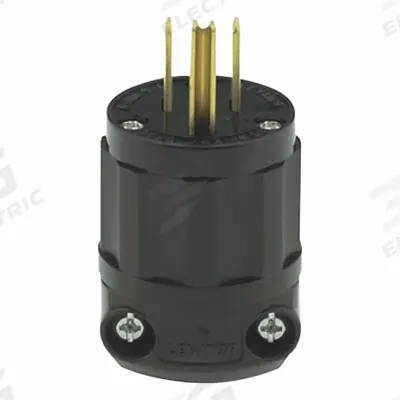 LEVITON Straight Blade Plug: 5-15P, 125V AC, 15 A, 2 Pole, 3 Blade, Black (MPN 5266-B) - General Purpose Plugs