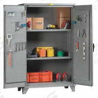 LITTLE GIANT Pegboard Cabinet: 60 in x 30 1/4 in x 78 in, Swing Handle & Keyed, 12 ga Panel Thick (MPN SSL2-A-3060-PBD). Key specifications — Cabinet Color: Gray; Method of Construction: Welded; Base Type: Legs; Assembled: Assembled; Mobility: Stationary; Adjustable Shelves: Adjustable; Cabinet Finish: Powder Coated; Cabinet Material: Steel.