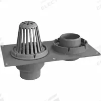 SMITH LIGHT COMMERCIAL Roof Drain: 10 1/2 in Overall Dia, 11 3/4 in Overall Ht, 19 in Overall Wd (MPN 148-Y03). Key specifications — Connection Type: No Hub; Includes: (2) Cast Iron Combination Flashing Clamps and Gravel Stops; Dome Material: Cast Iron; Brand: SMITH LIGHT COMMERCIAL.