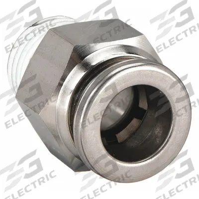 SMC Push-Fit Adapter Fitting: 8 mm OD x 1/8 in OD Size, Push-to-Connect x BSPT - Stainless Steel Tube Fittings