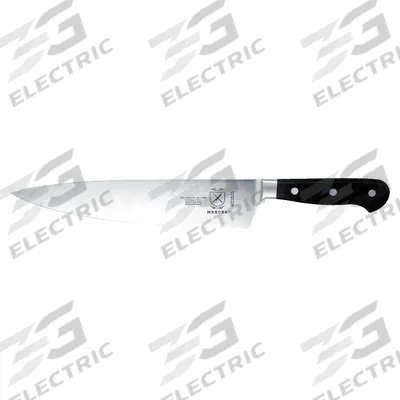 MERCER CUTLERY Chef Knife: Taper Ground Edge, 9 in Overall Lg, Steel Blade, Black Handle - Chef's Knives